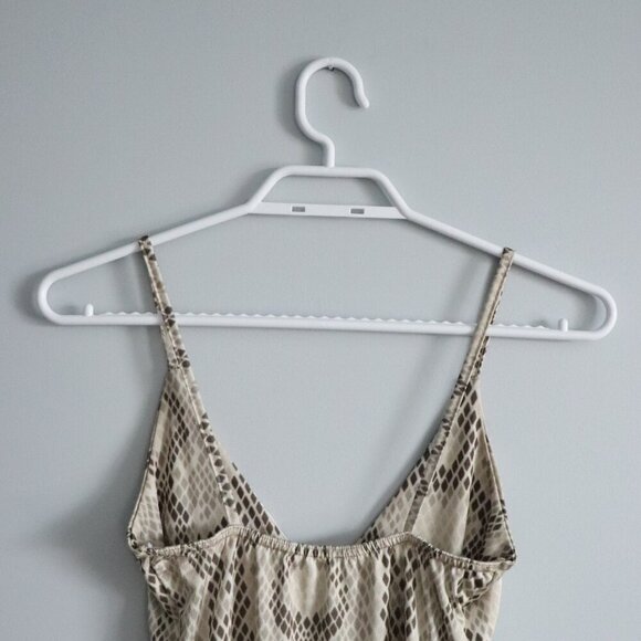 Missguided Women's Sz 4 Beige/Brown Snakeskin V-Neck One Piece Stretch Bodysuit - Picture 6 of 13